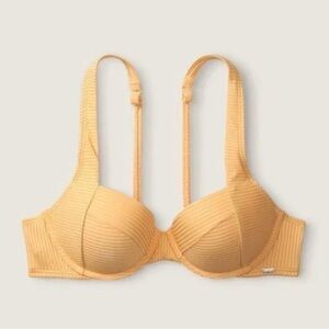 Pre-loved💛 Victoria Secret Yellow Underwired Bikini Top Push-up Ribbed Swimsuit
